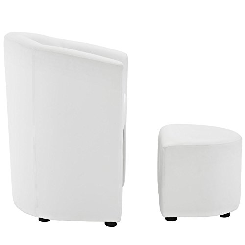 Modway Divulge Faux Leather Armchair And Ottoman Set In White #TOP3