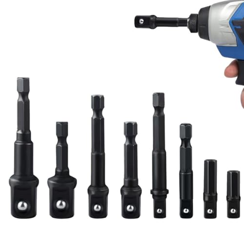 FTXanty Adattatore Esagonale 1/2 1/4 3/8 Punta per Trapano Quadrati Adattatori Bussola 8PCS Esagonale Adattatore di Mandrino Estensione Della Bussola per Trapano a Batteria Cacciavite Porta Bit