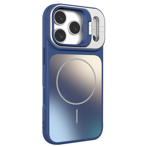 Coque iPhone 17 Pro Max Magnétique Bleue avec Support Intégré et Protection Objectif PC Durable - 2