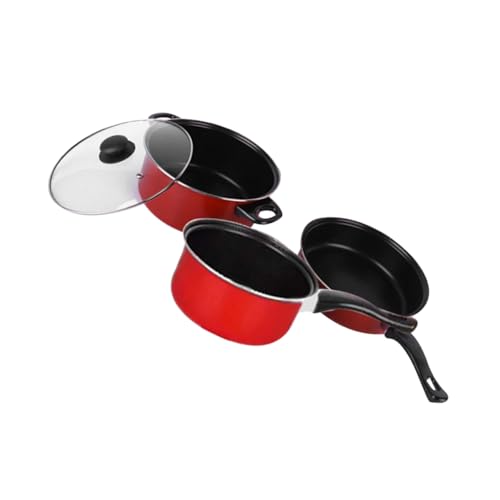 Homoyoyo 3 piezas Cocina Sartén Antiadherente Olla y Cazo Multifuncional Rojo Utensilios Prácticos para Uso Diario Hogar