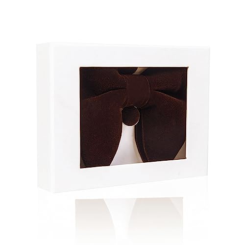 Image of GUSLESON Mens Solid Plaid Velvet Pre-tied Adjustable Bow Tie and Pocket Square Cufflink Set with Gift Box