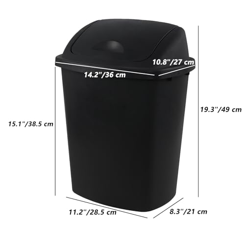 Canecas de basura plásticas negras de 6 galones, pack de 4 miniatura 2