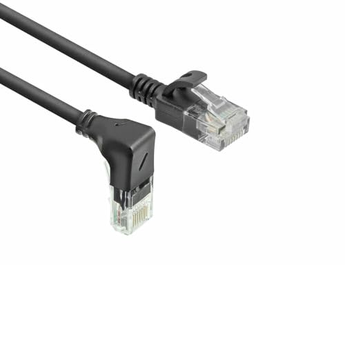 ACT Cable de red CAT6A acodado 90° hacia abajo, U/UTP LSZH LAN cable delgado de 3,6 mm Slimline, cable Ethernet flexible con conector RJ45, 1,5 metros, hacia abajo   DC3951