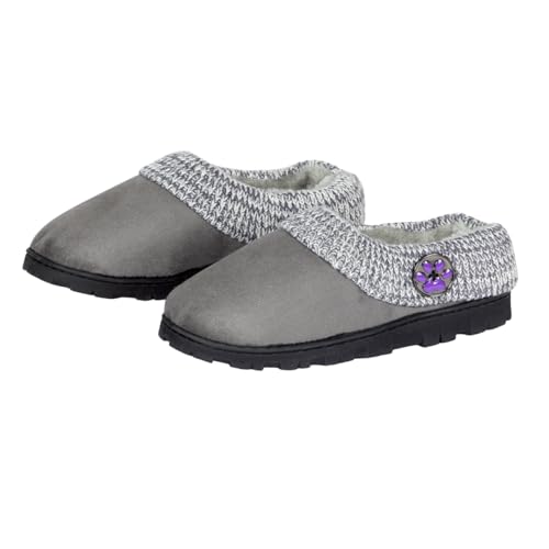 GreaterGood Purple Paw Comfy Clog Slippers Gifts for Women Mom Ladies Soft Knit Plush Lining Durable Indoor Outdoor Sole Cozy Animal Lover Footwear