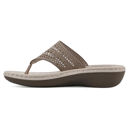 Image of CLIFFS BY WHITE MOUNTAIN Women's Comate Rhinestoned Mini Wedge Flip Flop Sandal