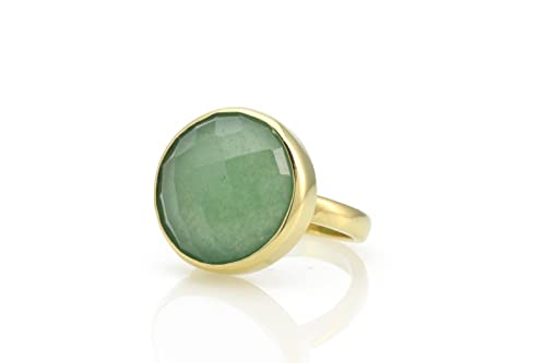 Bague aventurine verte or : grand anneau personnalisé avec chaton gravé