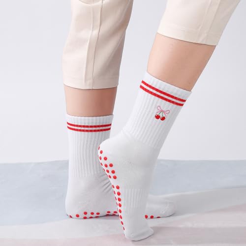 Image of Jspupifip Cute Pilates Socks for Women | Non Slip Yoga Socks with Grips for Barre Workout Athletic Hospital