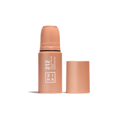 3INA MAKEUP - The No - Rules Stick Highlighter 312 - Iluminador en Barra Rosa dorado Iluminador Facial 3 en 1 Mejillas Labios y Ojos con Acabado Natural- Vegan - Cruelty Free