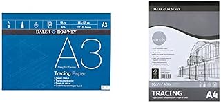 Daler-Rowney Graphic Series Smooth Surface 90gsm A3 Tracing Paper Pad, Glued 1 Side, 50 sheets, Ideal for Professional Artists & Students