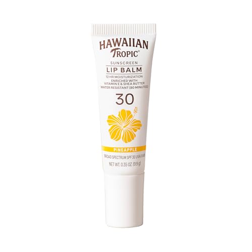Hawaiian Tropic Lip Sunscreen SPF 30 Pineapple | SPF Lip Balm Beach Essentials Travel Size Sunscreen for Lips 0.3 oz
