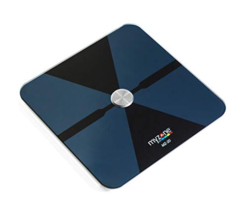MYZONE MZ-20 Bluetooth Home Digital Bathroom Scales (Black) - High Precision Body Fat and Muscle Mass Measurement