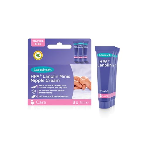 Lansinoh - Crema Lanolina HPA para el Pezón - 100% Natural, Calma y Protege Pezones Agrietados y con Dolor en la Lactancia - 3 x 7ml