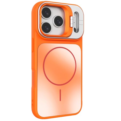 Coque magnétique iPhone 17 Pro Max orange avec support intégré en PC durable - 2