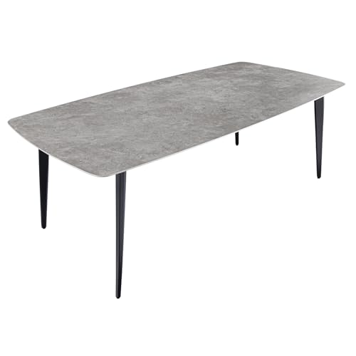 Riess Ambiente Design Esstisch Milano 160cm grau Keramik marmoriert Schwarze Metallbeine Esszimmertisch Küchentisch Konferenztisch Keramiktisch Esszimmer Tisch