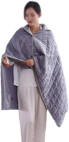 40"x55" Cordless Heated Blanket, Portable Heated Blanket Battery Operated, Cozy Soft Wearable Heated Shawl, 3 Heat Settings, Auto-Off, Machine Washable(Gray,Shawl)