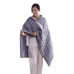 EternaHora 40"x55" Cordless Heated Blanket, Portable Heated Blanket Battery Operated, Cozy Soft Wearable Heated Shawl, 3 Heat Settings, Auto-Off, Machine Washable(Grey,Shawl)