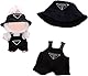 2 Stück Kleidung für Puppe,Kuscheltier Kleidung Outfit,17 cm Puppe Kleidungsset mit Hut,Kleidung und Rucksack,Bezaubernde Puppenkleidung (Keine Puppe) Schwarz
