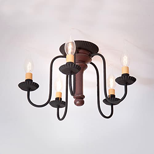 Irvins-Tinware-9121TPLR-5-Light-Berkshire-Semi-Flush-Mount-Wood-Ceiling-Light-in-Plantation-Red-Wood-Primitive-Country-Lighting Irvins Tinware 9121TPLR 5 Light Berkshire Semi Flush Mount Wood Ceiling Light in Plantation Red Wood Primitive Country Lighting