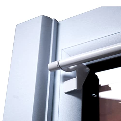 Tringle à Rideaux Pressfix extensible 80 à 110 cm sans perçage entre parcloses pour rideau fenêtre - Fixation par pression - Acier blanc mat - Barre réglable support pour rideaux légers et voilages