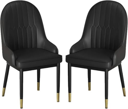 Image of Dream Furnishing - Set of 4 Dinning Chairs Elegant & Luxury Looks Strong Metal Frame Legs for Home Cafe Office Hotel (Black)
