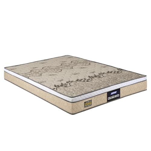 Colchão Casal Espuma D33 Fort 138x188x21cm Cinza/Branco - Suporta até 150kg por Pessoa