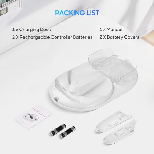 TechKen Charging Dock for Meta Quest 3, includes 2 Rechargeable Batteries for Touch Controllers