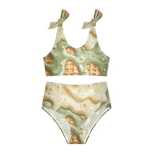 Gold Milk Forest Green Ice Cream Girls Tankini Swimsuit Kids Bikini Sets 2 Pcs Bathing Suit 3T3