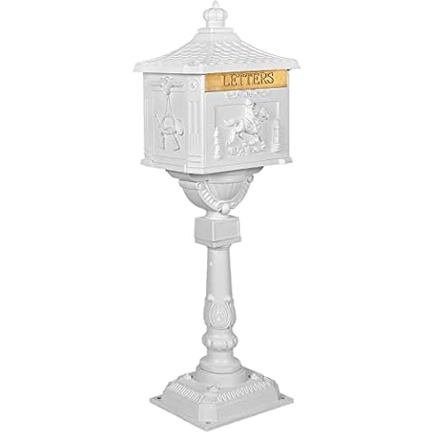 Polar Aurora Mailbox Cast Aluminum White Mail Box Postal Box Security Heavy Duty New Cover