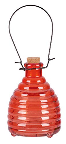 Sunny Days Glass Garden Hanging Poison Free Wasp Insect Fly Trap Catcher (Small Red)
