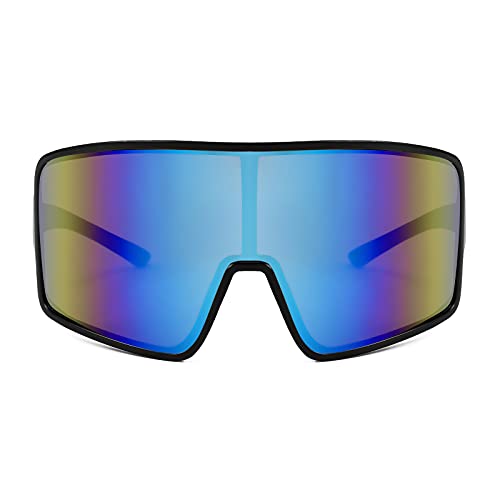 FEISEDY Large Shield Sports Sunglasses Oversized One Piece 80s Rave Glasses Beach Volleyball Cycling B40552