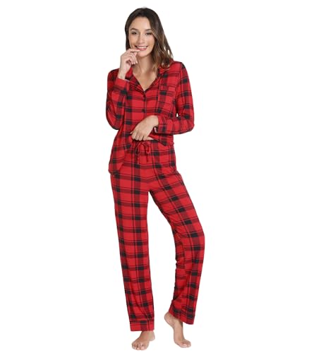 Image of WiWi Viscose from Bamboo Women's Pajamas Set Super Soft Button Down Top and Pants Sleepwear Cooling Pjs S-3X
