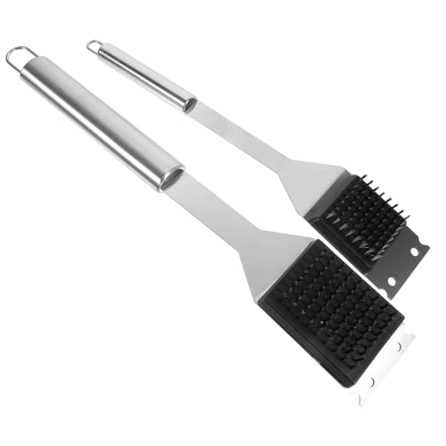 VICASKY 2Pcs Multifunctional BBQ Grill Brush Portable Lightweight Scraper for Stubborn Removal for Outdoor Grilling and Home Use