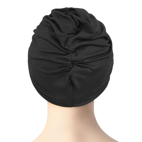 Women Fashion Swim Cap Fabric Long Short Hair Swimming Cap Turban Bathing Swimming Hat Non-Waterproof Swimmer Cap