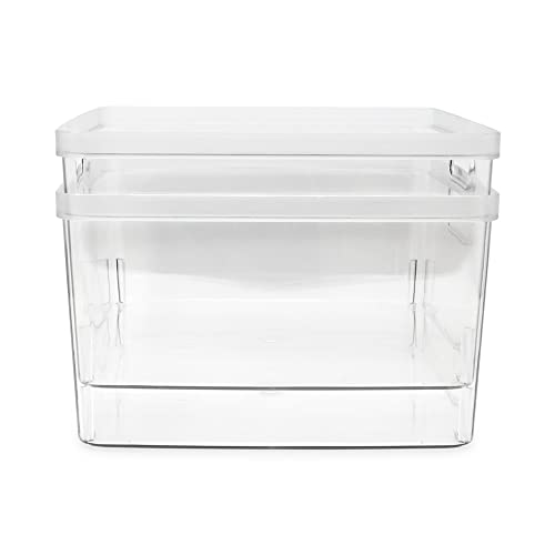 Isaac-Jacobs-2-Pack-Square-Clear-Storage-Bins-10-L-x-10-W-x-61-H-Cutout-Handles-Plastic-Organizer-for-Home-Office-Kitchen-FridgeFreezer-Bathroom-BPA-Free-Food-Safe-2-Pack-Square