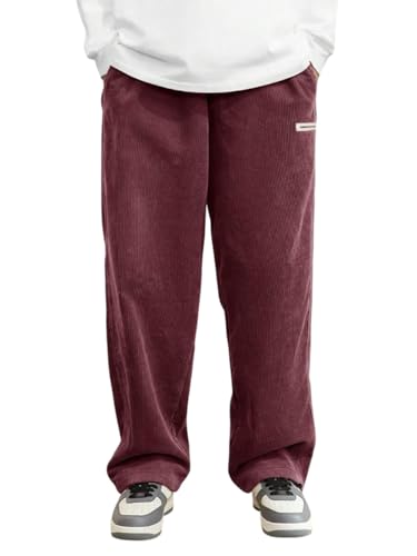 Image of KOTTY Men's Solid|Button|Wide|Loose fit|Corduroy Trousers & Pant for Men