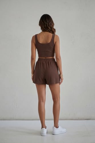 Image of Leriya Fashion Summer Co ord Set for Women Stylish | Western Two Piece Travel Beach & Holiday Outfits | Pyjama Set & Night Suit for Women Lounge | Casual Summer 2 Piece Crop Top Sleeveless Shorts Set