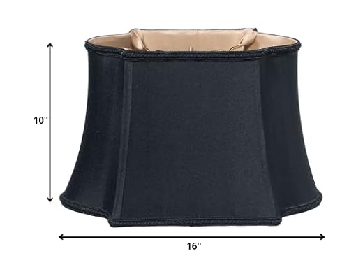 Homeroots 16" Black With Bronze Lining Premium Oblong Shantung Lampshade #TOP4