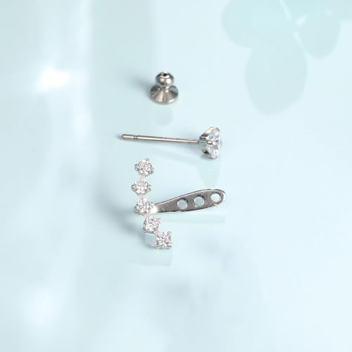 Limerencia SK-123 Hypoallergenic G23 Implant Grade F136 Titanium Dangle Stud Earrings 5A+Cubic Zirconia Piercing Jacket Earrings thumb #6