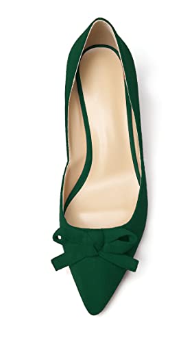 Soireelady Womens D'Orsay Shoes Low Heel with Bow tie 2Inch Block Heels Pointed Toe Pumps Womens Party Dress Shoes4
