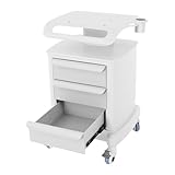 Salonwagen Kosmetikwagen mit Rollen & 3 Schubladen,Rollwagen Friseurwagen Weiß, 51x47x77cm,Friseur Zubehör,für Schönheitsinstrument Und Medizinische Zwecke