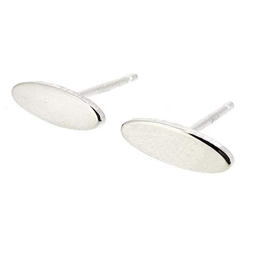 Slim Surfboard Oval Stud Earrings Sterling Silver Handmade