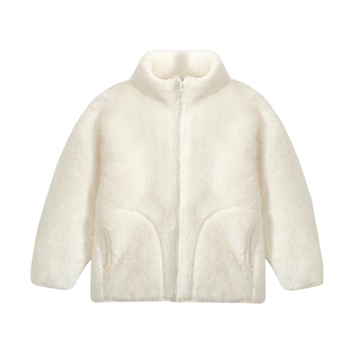 Boys Girls Winter Coats Cute Faux Fur Plush Coat Kids Sherpa Fleece Zip Up Solid Stand Up Collar With Pockets Fuzzy Jacket4