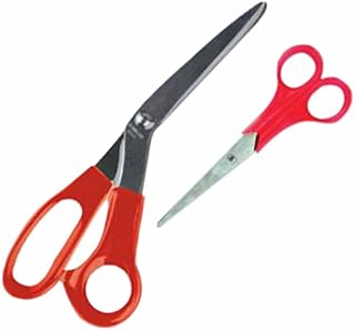 Scissors Soft Grip Stainless Steel Kitchen Ladies Scissor Set Fabric Shears Cardboard Paper Cutting Household School Office Stationery Supplies Size 4" & 8" Assorted Colours (Pack of 2)