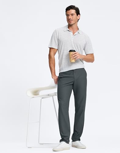 Image of Pudolla Men's Golf Pants 30 inch /32 inch /34 inch Comfy Stretch Dress Work Pants Lightweight Quick Dry Casual Slacks Trousers with Pockets
