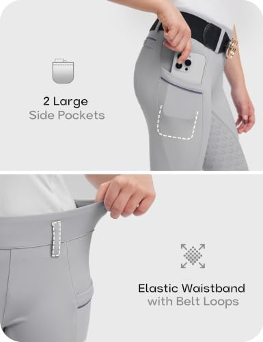 Image of FitsT4 Sports Girls Horse Riding Pants Full Seat Equestrian Pants Pockets