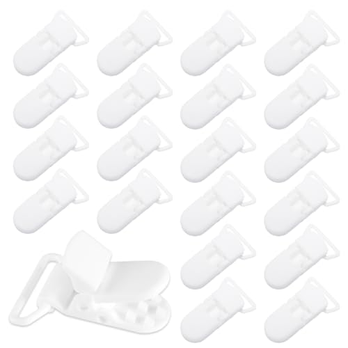 Image of 20-Pack Pacifier Clip Replacement Ends - BPA-Free Plastic Fasteners for DIY Baby Crafts, Sewing Bibs & Blankets Straps (3 /4 Inch, White)