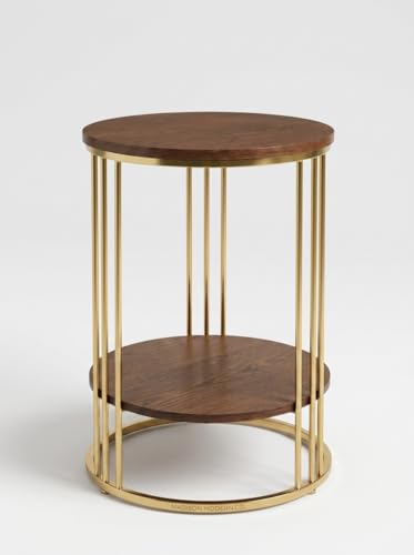 Image of Coffee Table /End Table /Center Table /Sofa Side Table /BedsideTable /nightstand for Living Room Bedroom Balcony Table with Marble Design Wooden Top Gold Brown