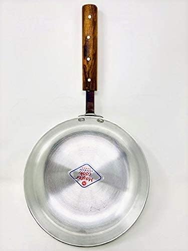 Easy Shopping Master Cook Heavy Gauge Aluminium Frying Pan Wooden Handle Pan Chef's Skillet Curry Pan for Restaurant, Catering, Home (26cm)