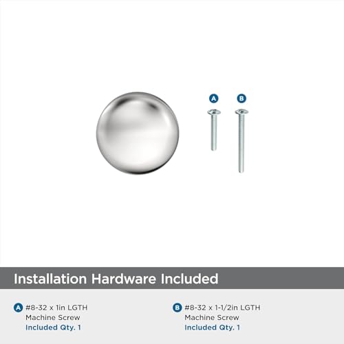Image of Amerock 1-1 /4 inch Round Edona Polished Chrome Cabinet Knob | Durable Zinc drawer knob and cabinet hardware, ideal for kitchen cabinets, bathroom vanities, dressers, and furniture
