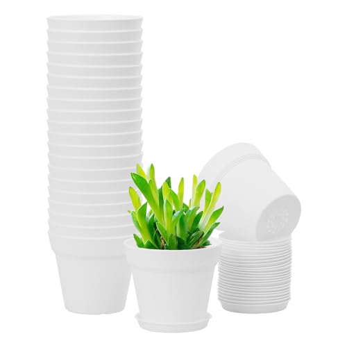 GARDIFE 20 Pack 4 inch Plant pots, planters for Indoor Plants, Flower pots, White